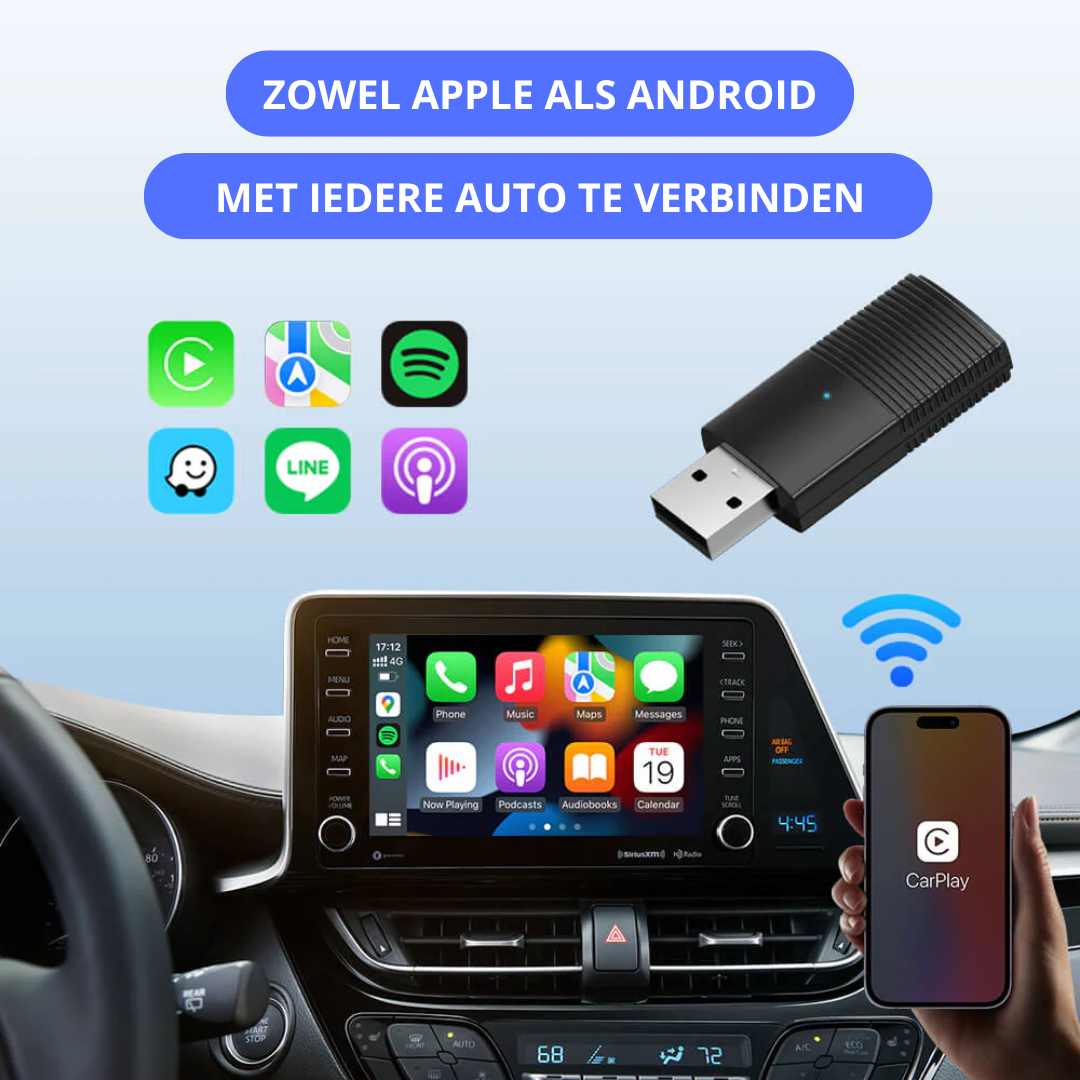 Mini Apple/Android Carplay, the wireless adapter replaces the cable in your car!