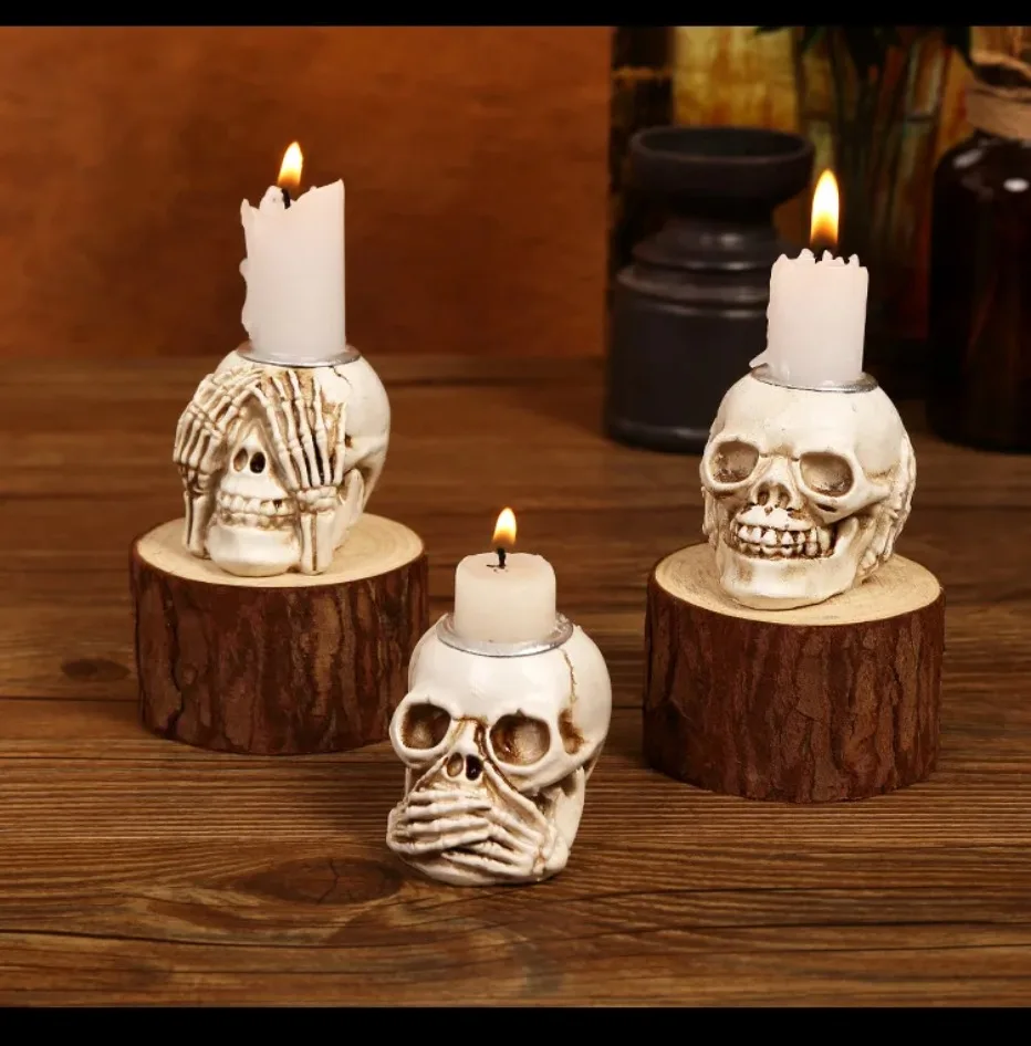 50% OFF | Skullight 3pc Halloween Skull Candle Holder Set