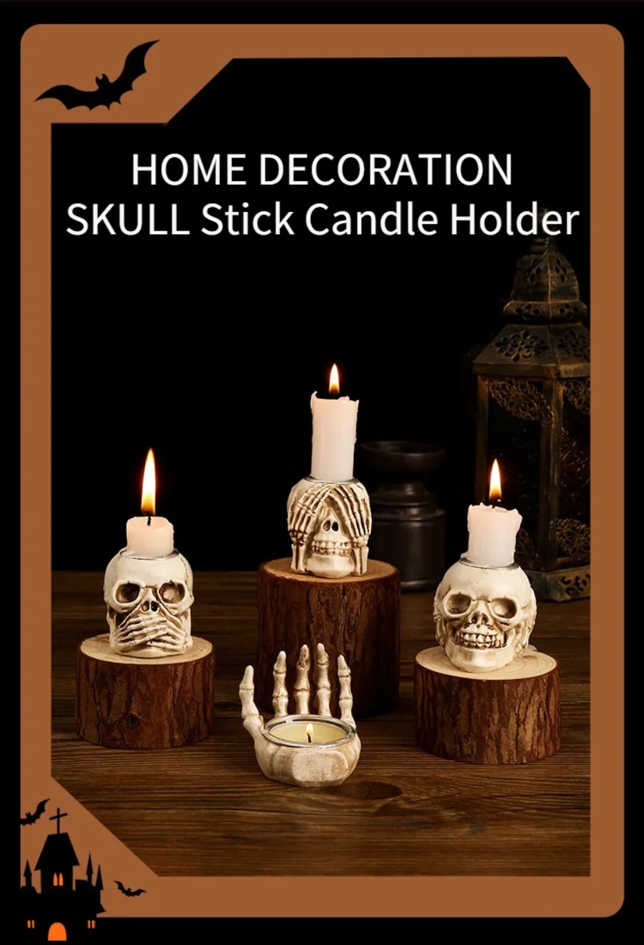 50% OFF | Skullight 3pc Halloween Skull Candle Holder Set