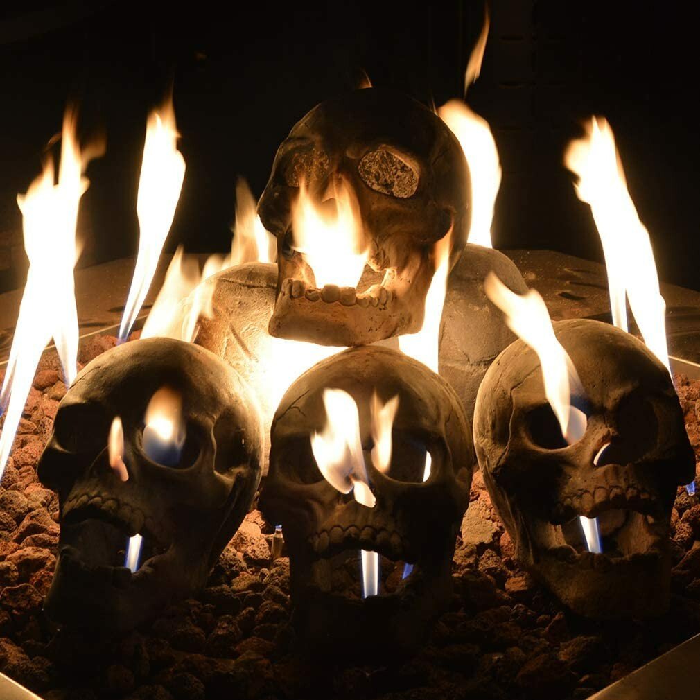 FlameSkull™ ceramic fire basket skulls (4 pcs)