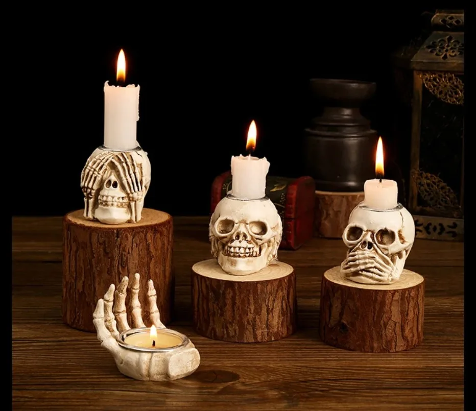 50% OFF | Skullight 3pc Halloween Skull Candle Holder Set