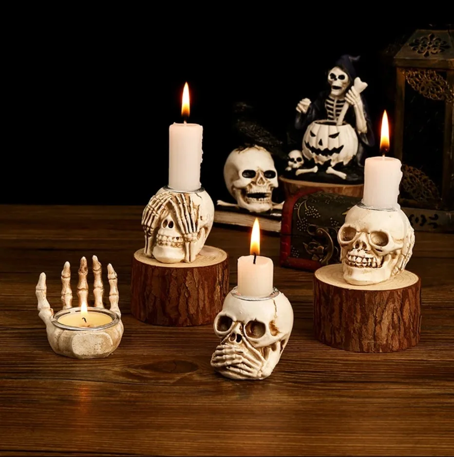 50% OFF | Skullight 3pc Halloween Skull Candle Holder Set