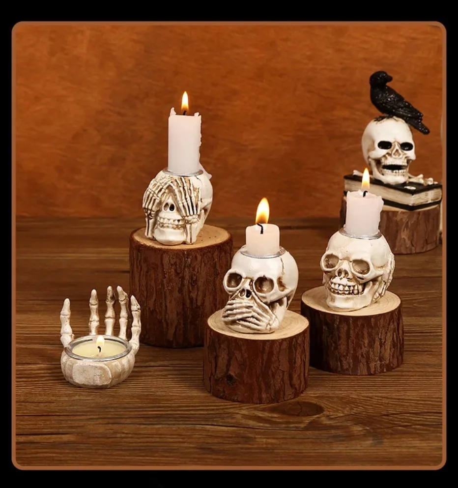 50% OFF | Skullight 3pc Halloween Skull Candle Holder Set