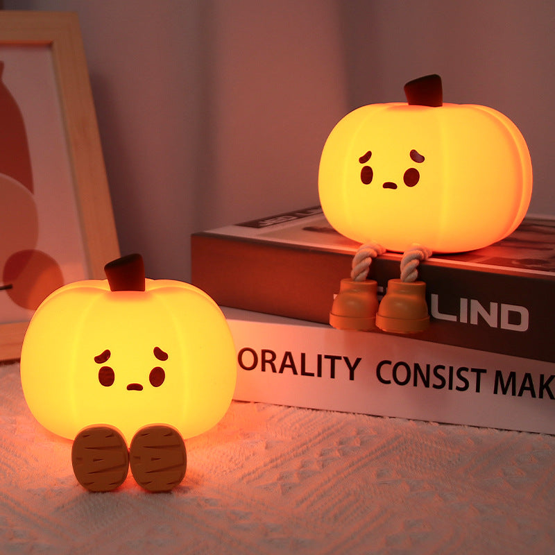 Pumpkin Lantern Silicone Night Light Bedroom Sleep Lamp Bedside Pat Lamp Sleeping Companion Cartoon Ornaments Children's Lamp