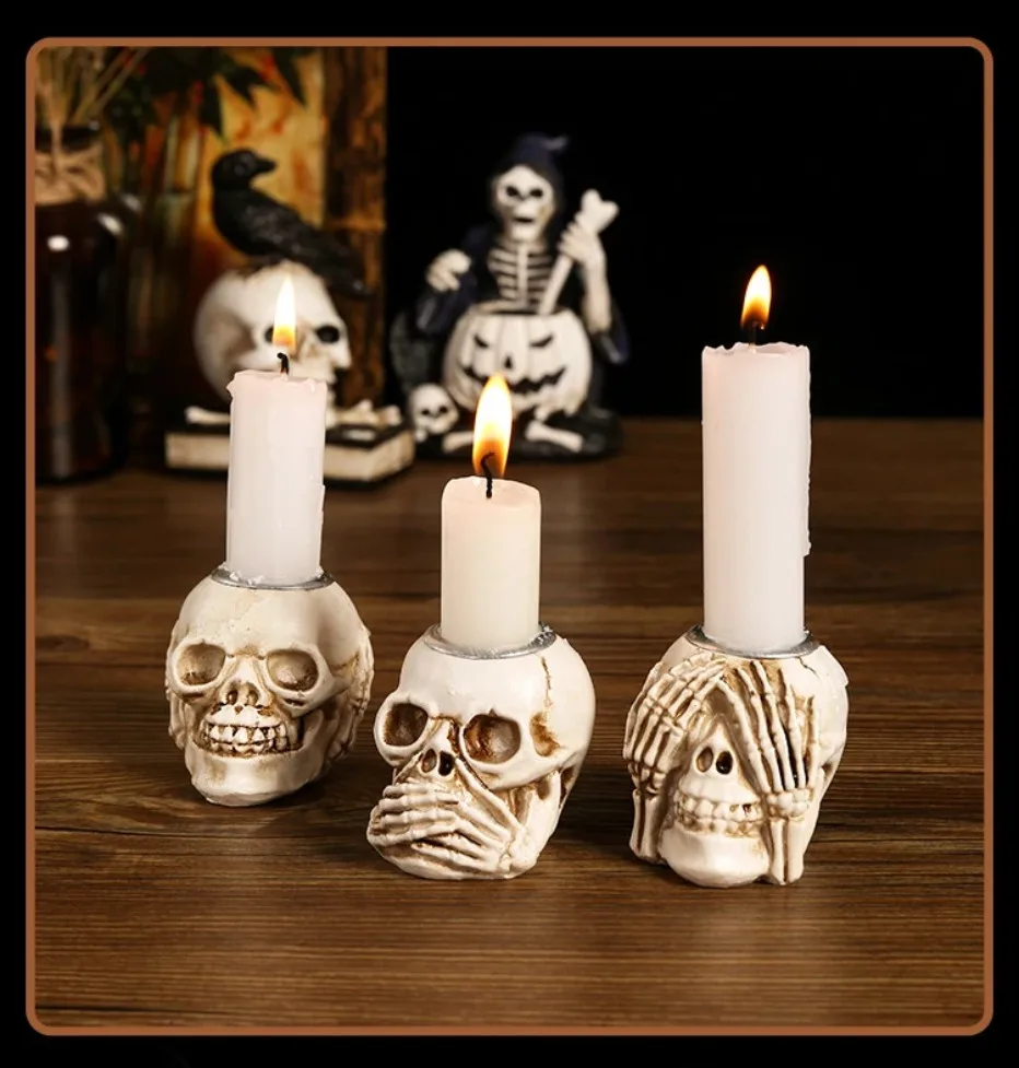 50% OFF | Skullight 3pc Halloween Skull Candle Holder Set