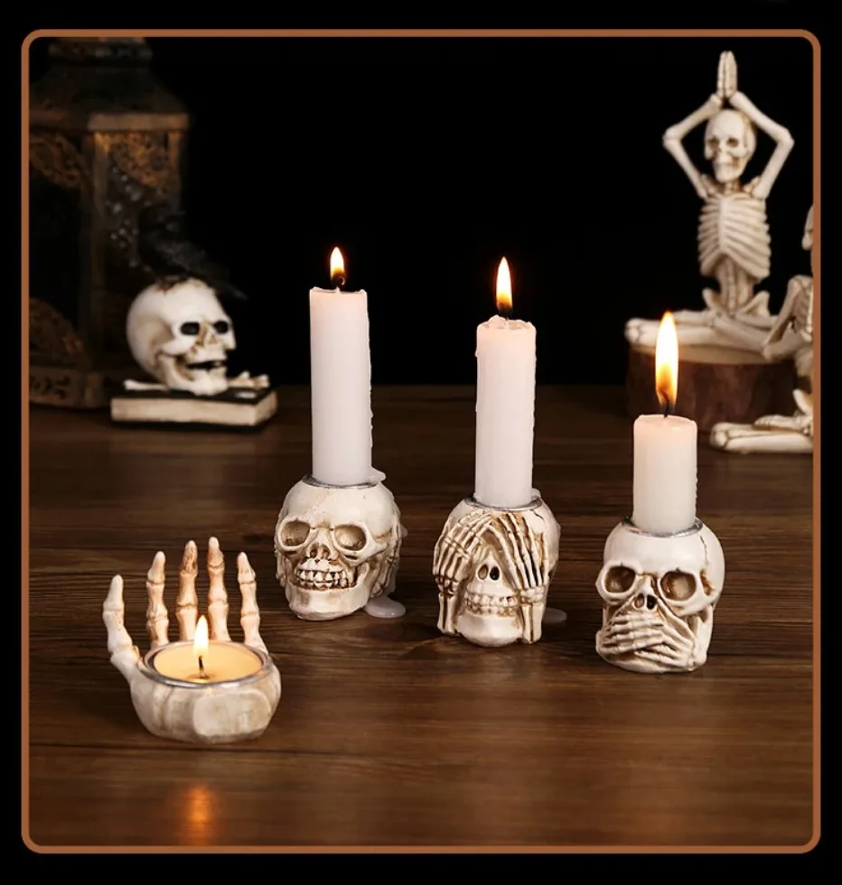 50% OFF | Skullight 3pc Halloween Skull Candle Holder Set